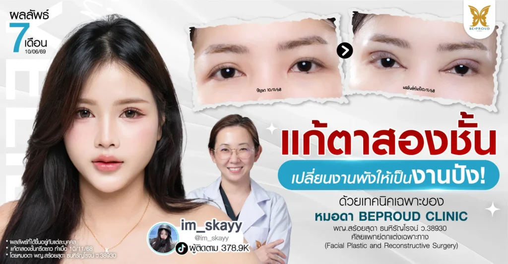 รีวิวแก้ตาสองชั้นเทคนิคเลาะพังผืดจัดเรียงไขมันใหม่ หมอดา Beproud Clinic